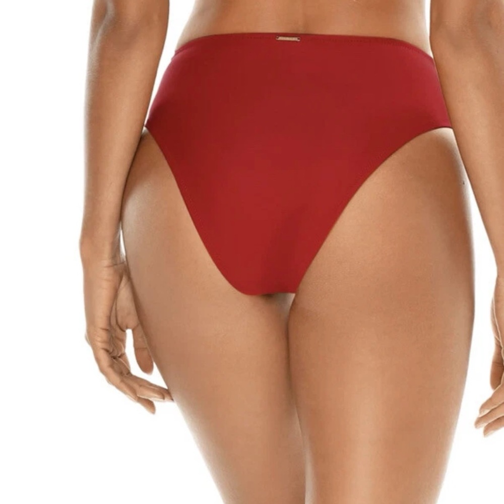 RELLECIGA Women’s Red High Cut High Waist Swim Bikini Bottoms Size S